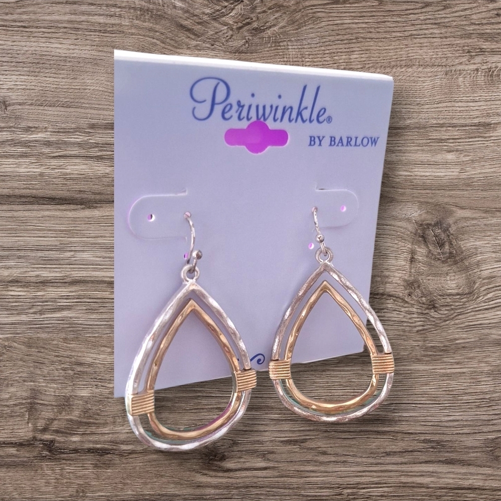 Periwinkle by Barlow Two-Tone Teardrop Earrings